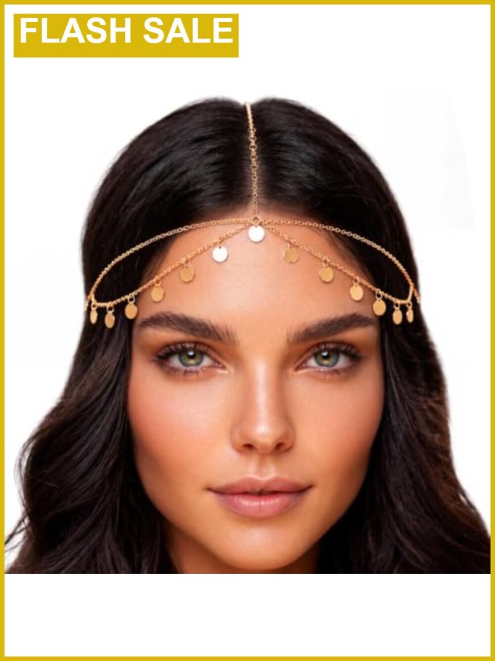 Gold Head Chain Egyptian Headpiece Layered Hair Accessory for Women
